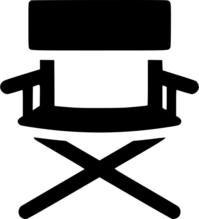 a black and white silhouette of a director chair