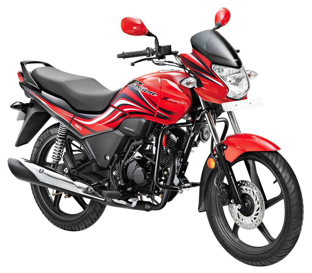 a red and black motorcycle on a white background