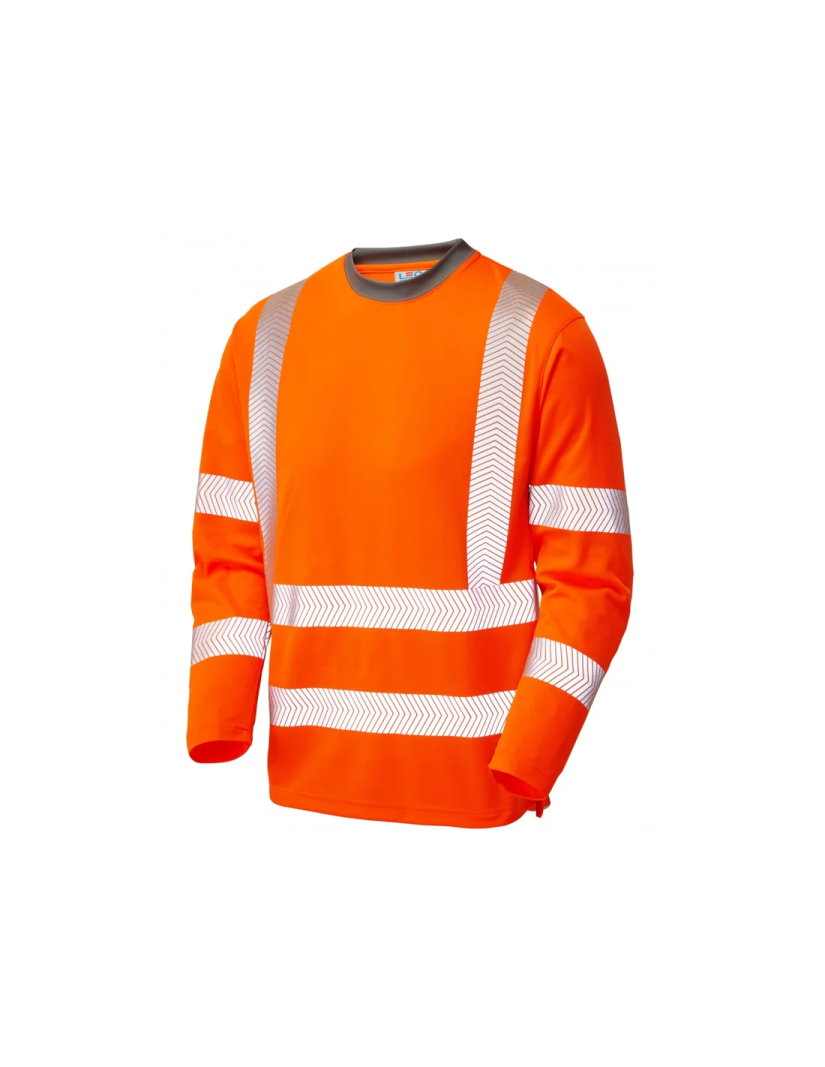 a picture of an orange sweatshirt with reflective stripes