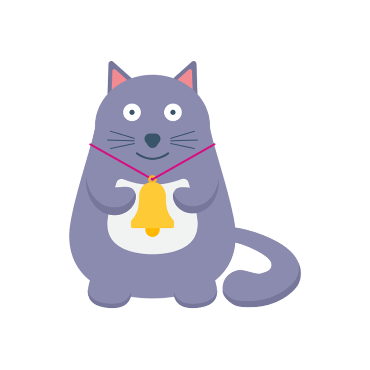 an illustration of a cat with a bell