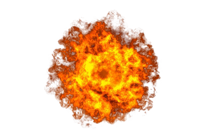 an explosion of fire on a white background