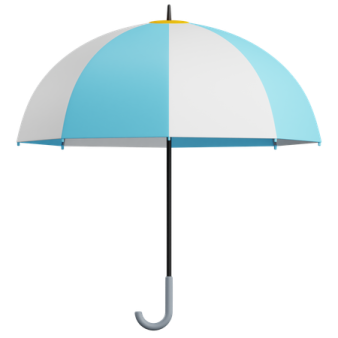 a blue and white umbrella on a white background