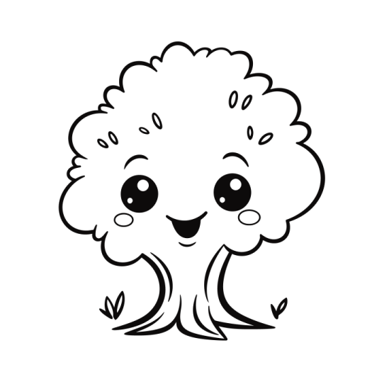 a black and white drawing of a tree