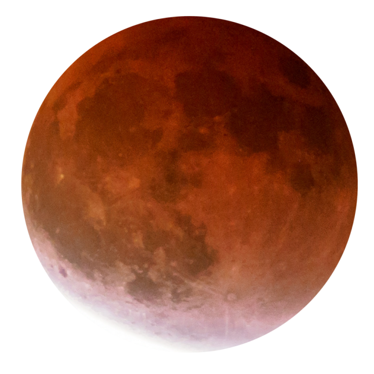 a red moon with a white background