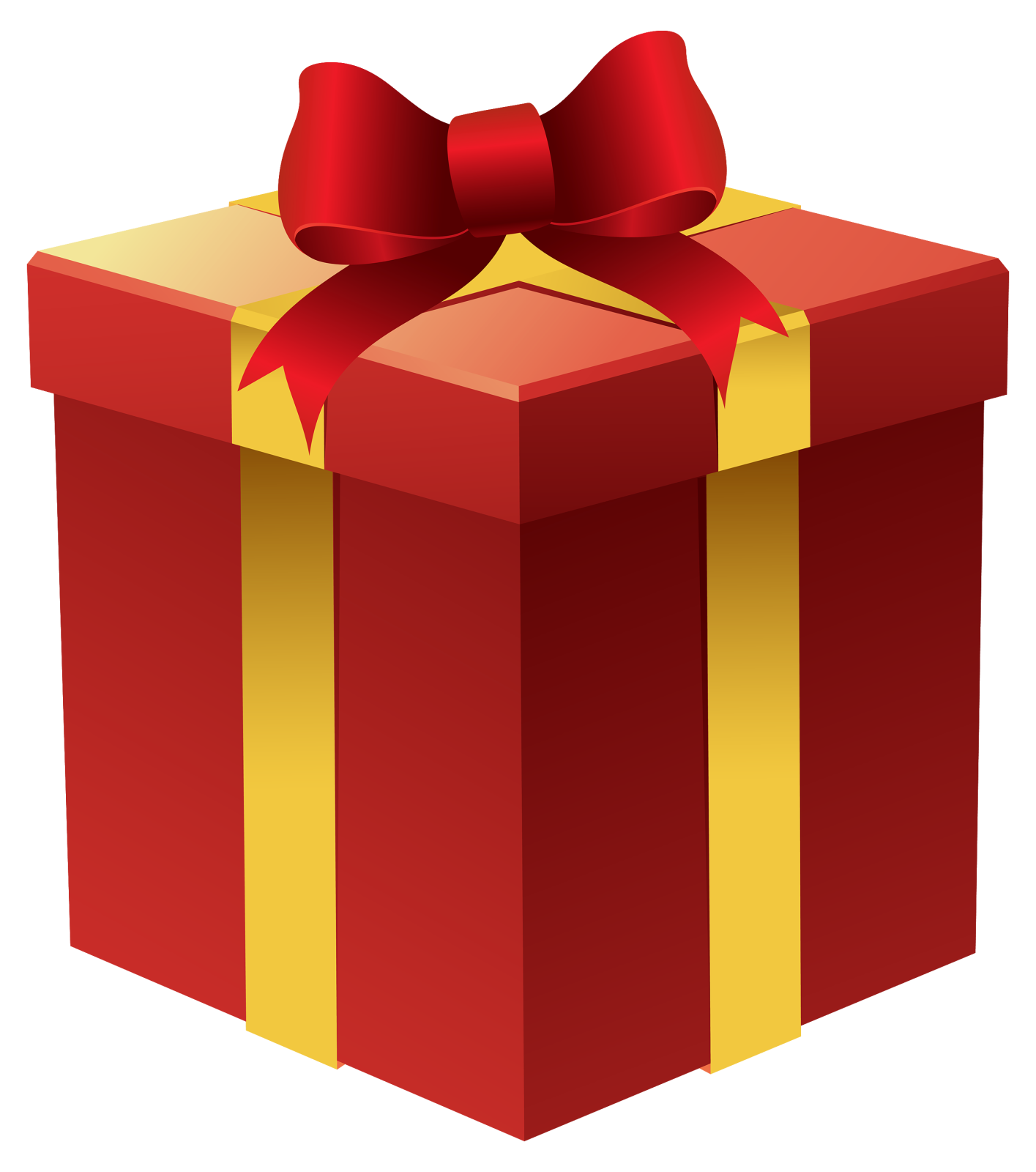 a red and gold gift box with a bow