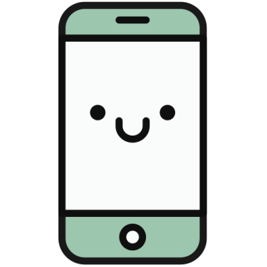 a smartphone with a smiley face on the screen