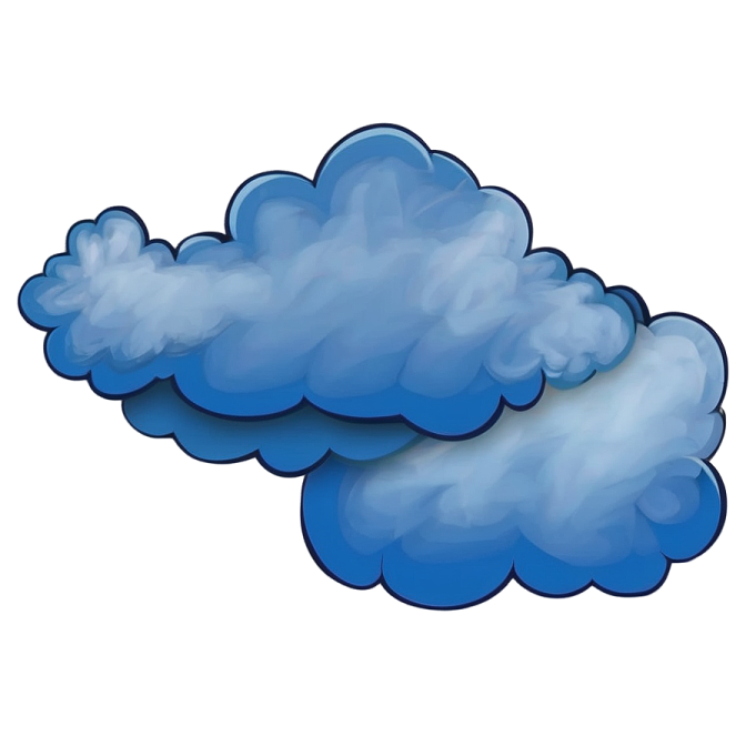 a blue cloud on a white background