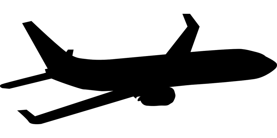 a black and white silhouette of an airplane