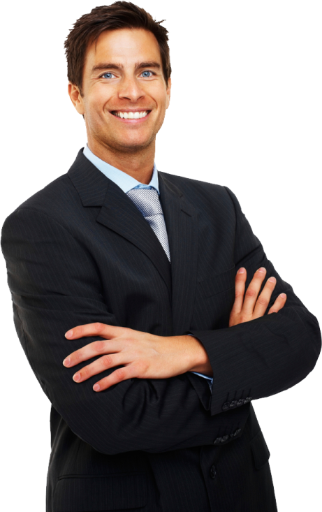 a man in a suit with his arms crossed