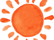 an orange watercolor stain on a white background