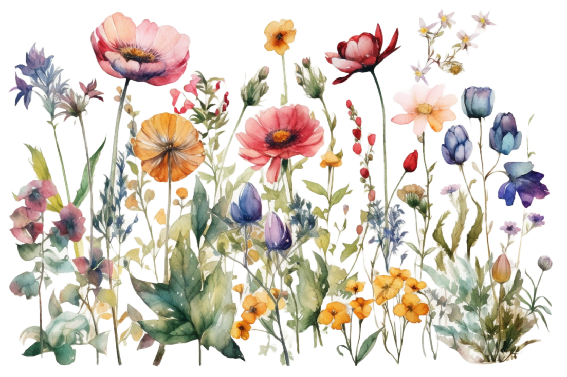 a watercolor painting of colorful flowers