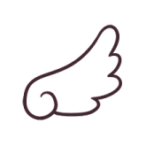 a line drawing of an angel wing
