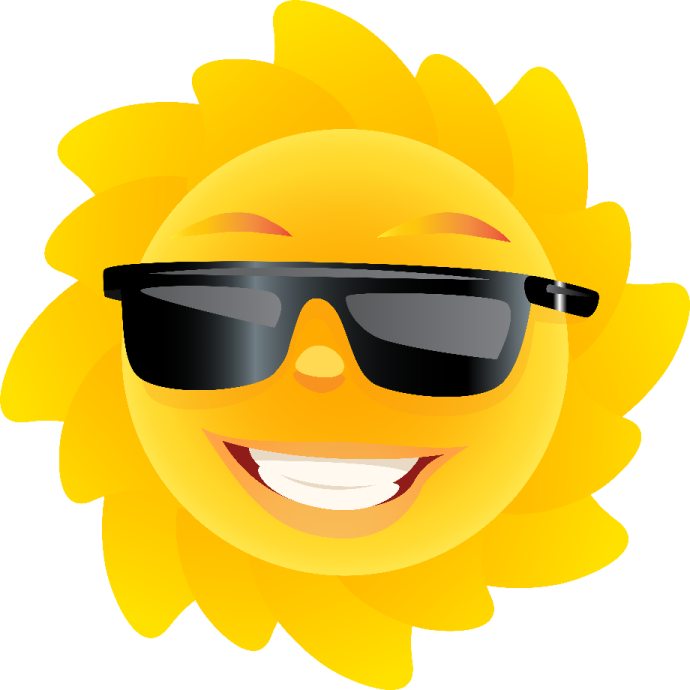 a smiling sun wearing sunglasses