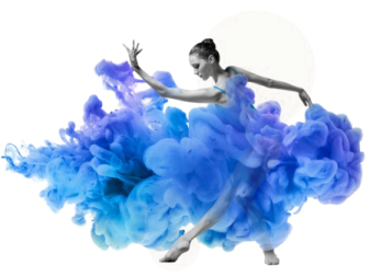 a woman in a blue dress is dancing