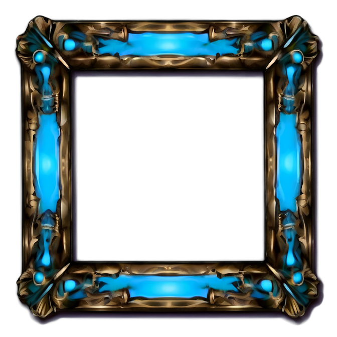 a blue and gold frame on a white background