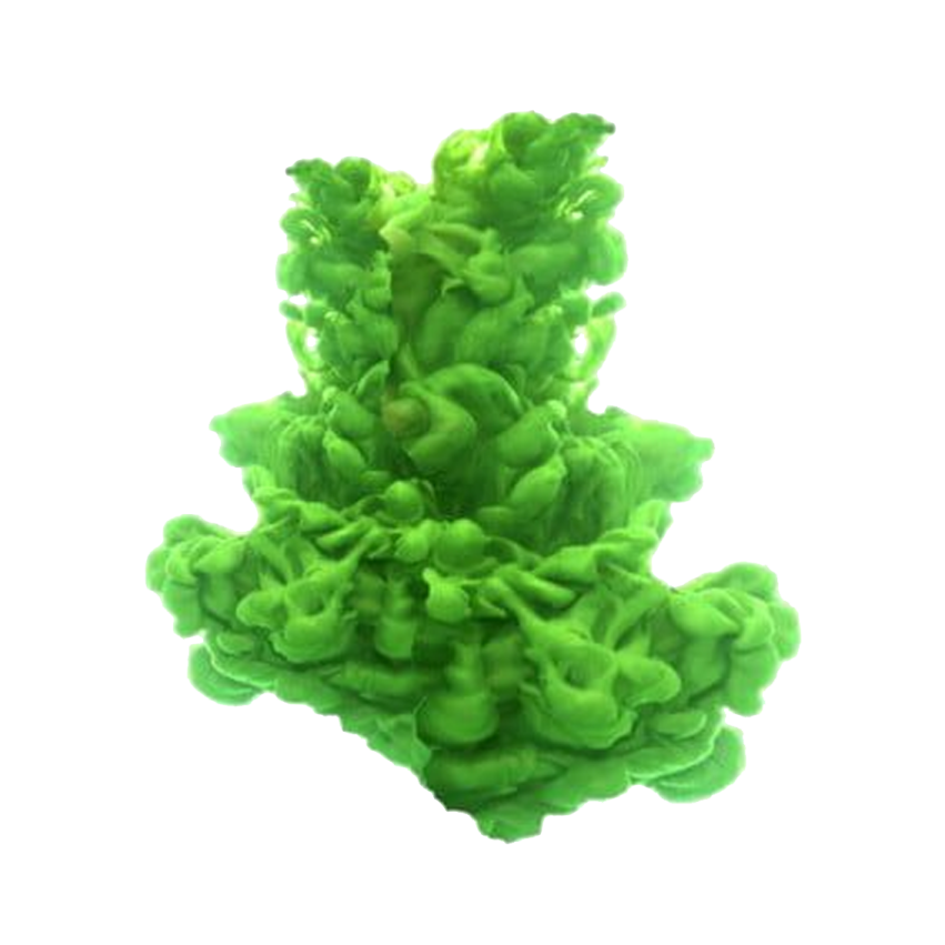 green ink on a white background