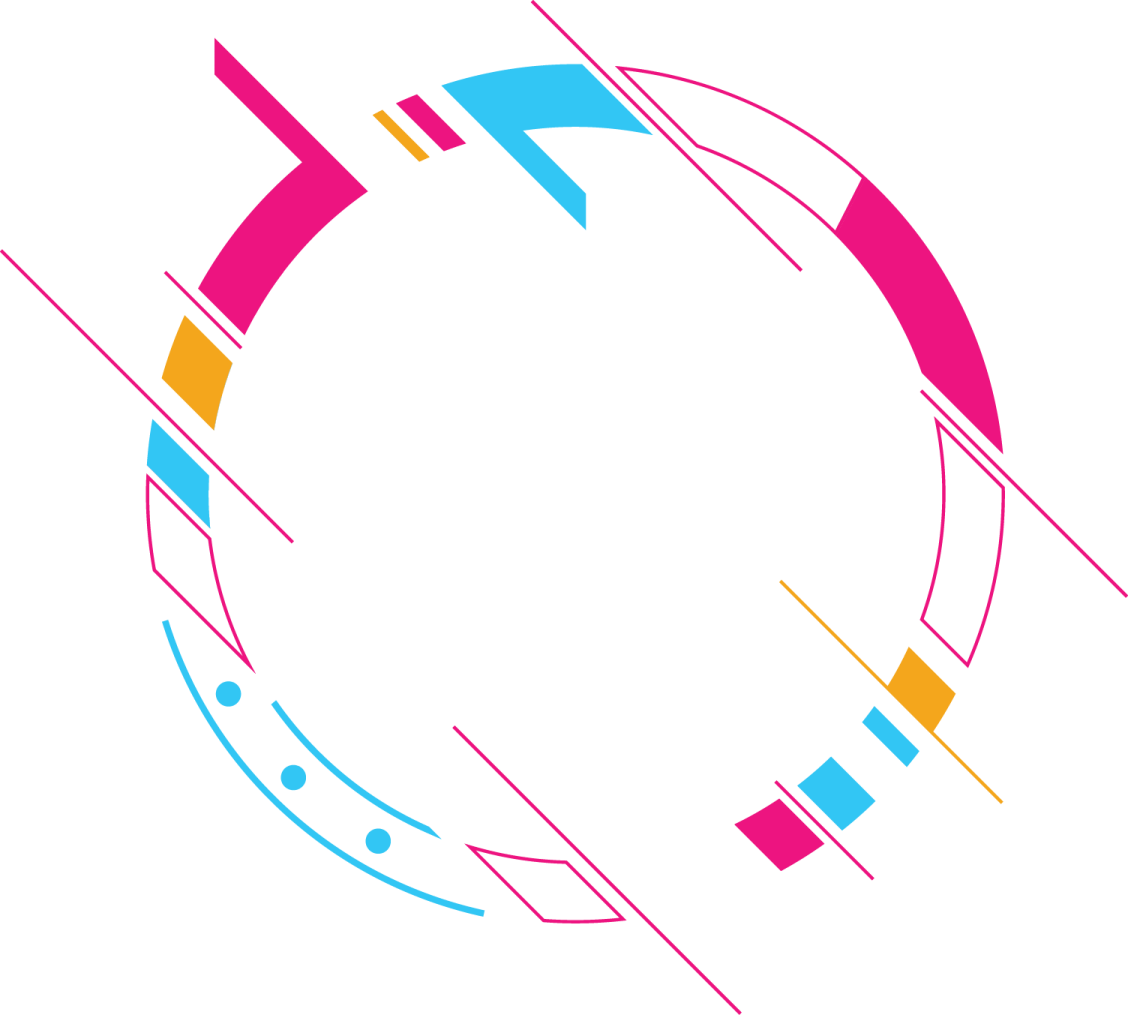 a circle with different colored lines around it