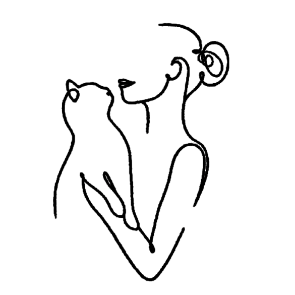 a black and white drawing of two cats