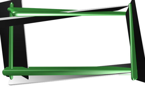 a green and black frame on a white background