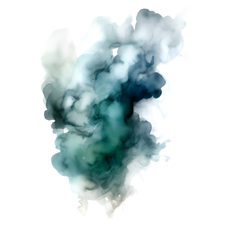 a blue and green ink cloud on white background