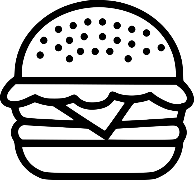 a black and white image of a hamburger