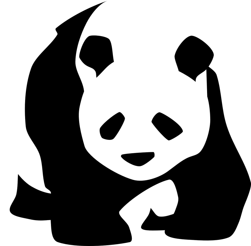 a panda bear silhouetted on a white background