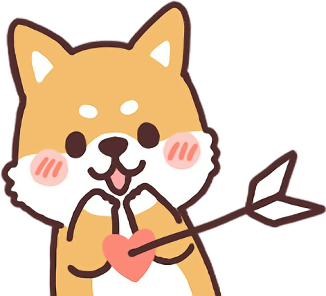 a cartoon dog with a heart in its mouth