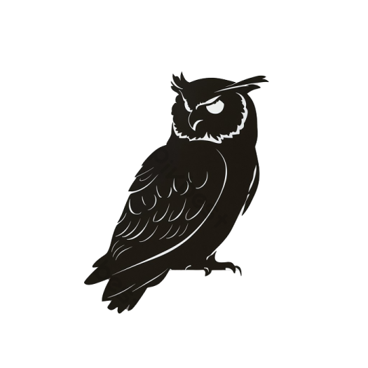 an owl silhouetted on a white background