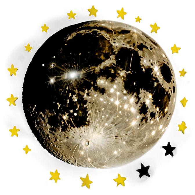 a full moon with stars in the sky