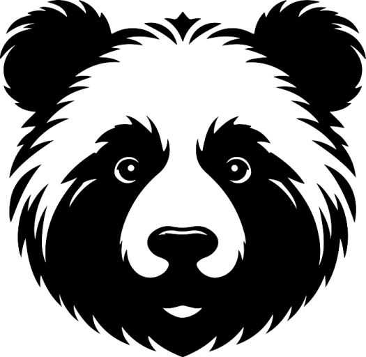 a black and white panda face