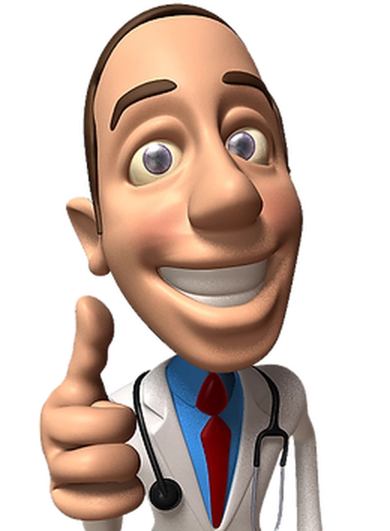 a cartoon doctor with a thumbs up