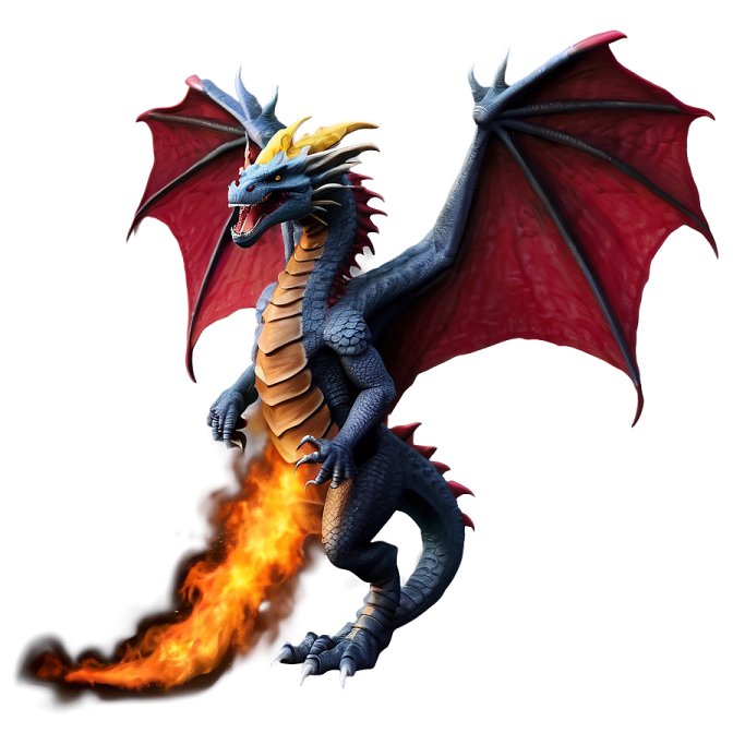a fire breathing dragon on a white background