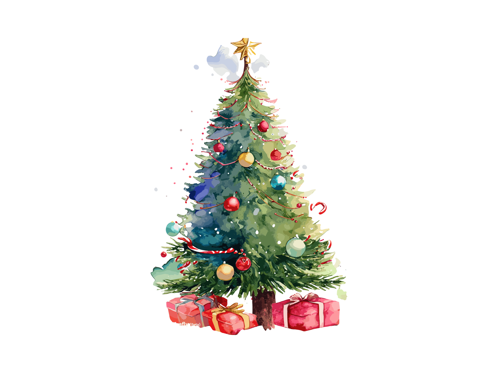 a christmas tree with presents around it