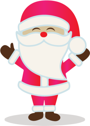 a cartoon santa claus with his hands up