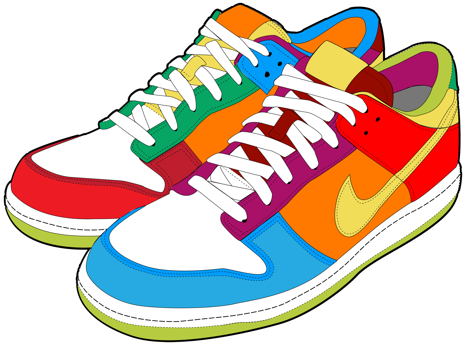 a pair of colorful sneakers