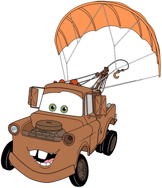 a cartoon truck with an umbrella attached to it