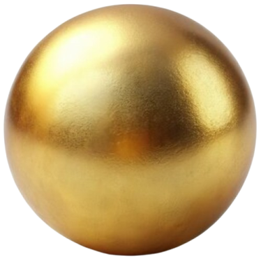 a gold christmas ball on a white background