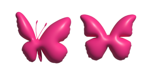 two pink butterflies on a white background