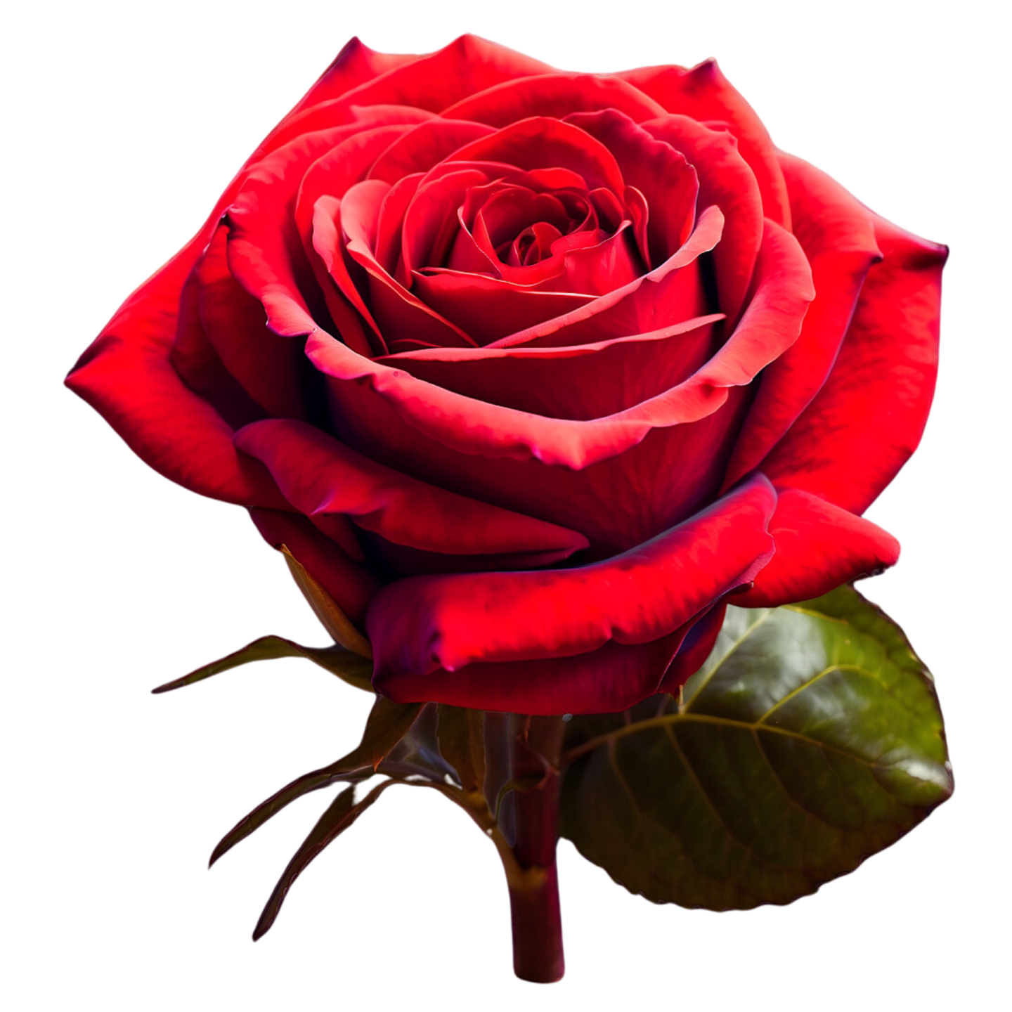 a single red rose on a white background