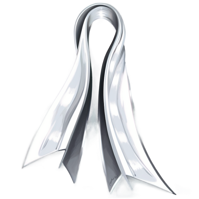 a silver ribbon on a white background
