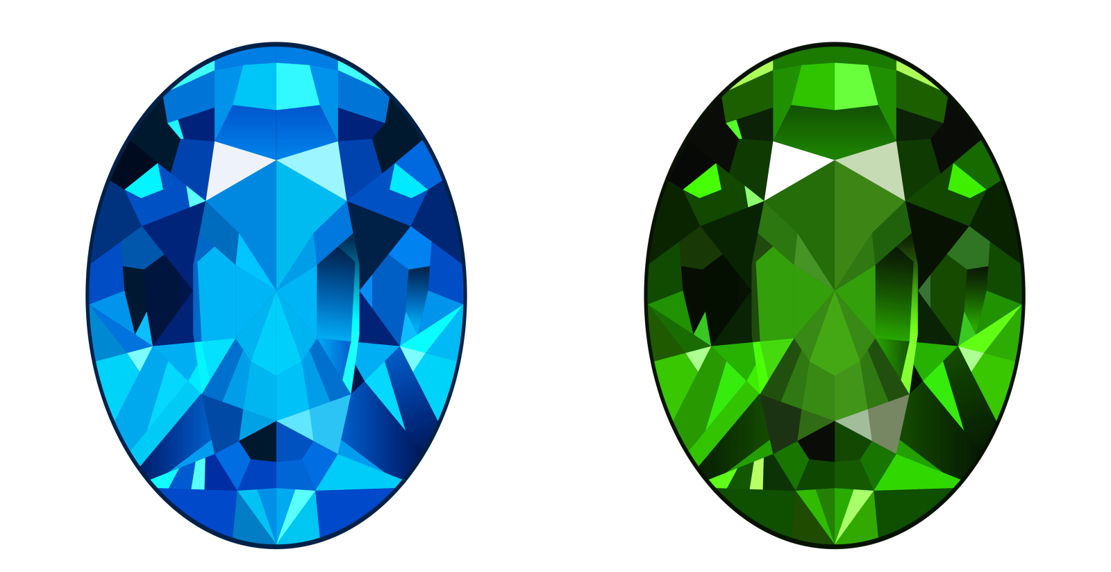a pair of blue and green gems