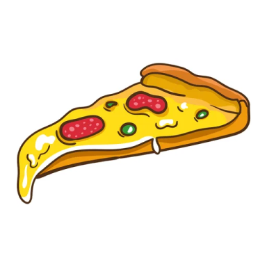 a slice of pizza on a white background