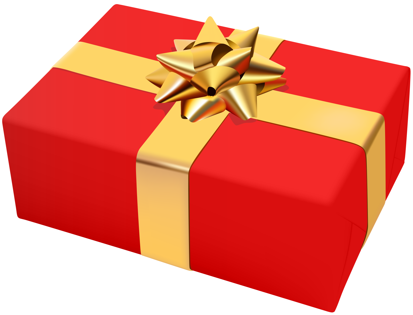 a red gift box with a gold bow