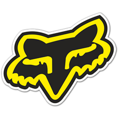 a yellow and black fox head sticker
