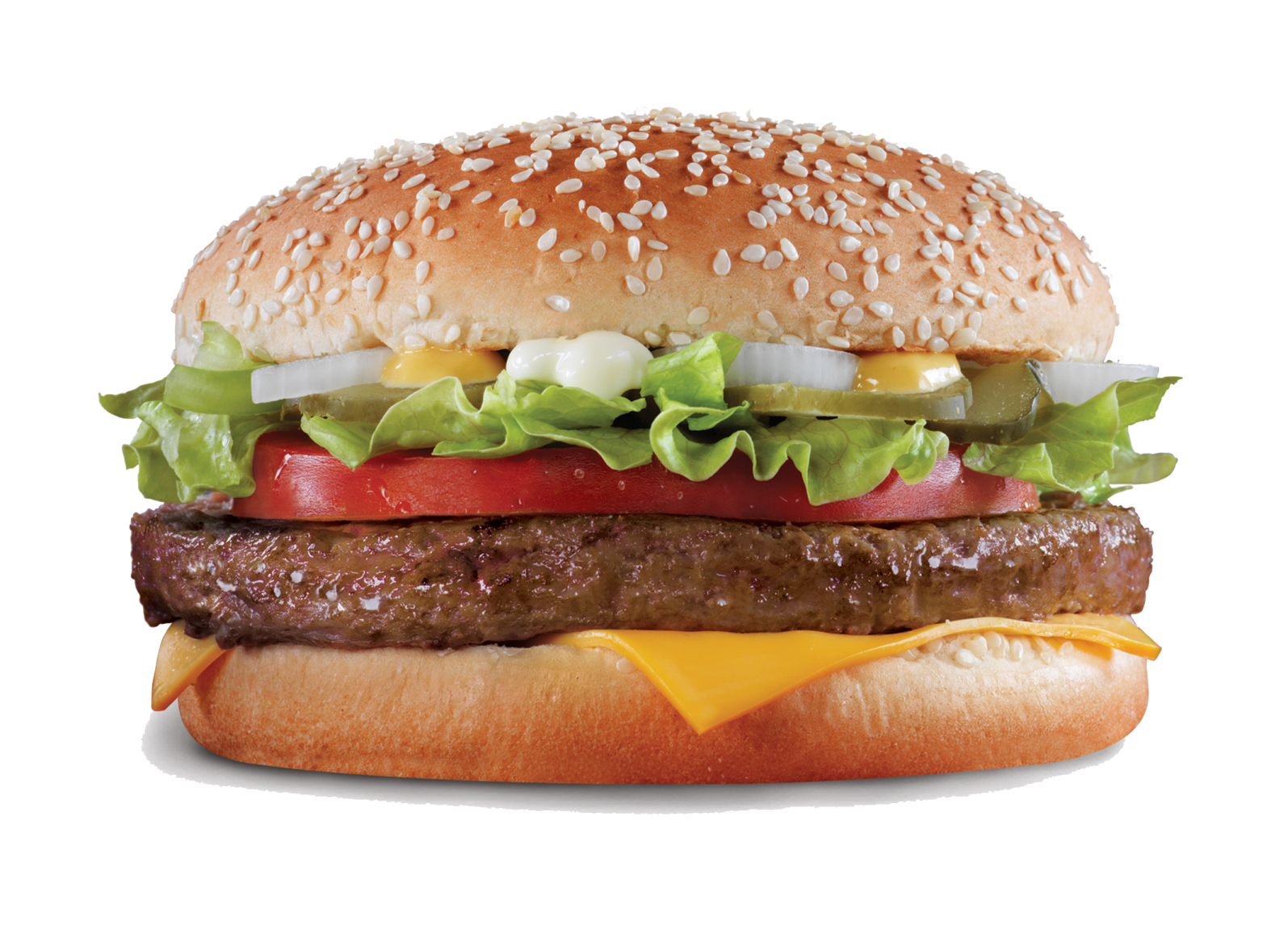 a hamburger with cheese, tomato and lete