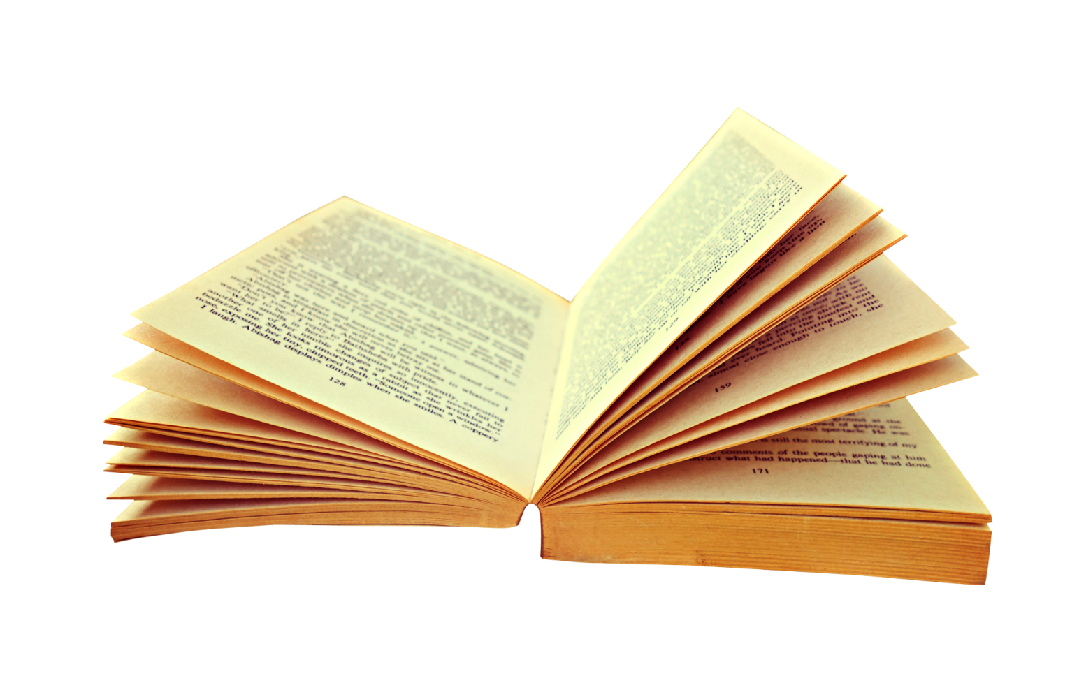 an open book on a white background