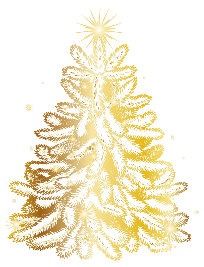 a gold christmas tree on a white background