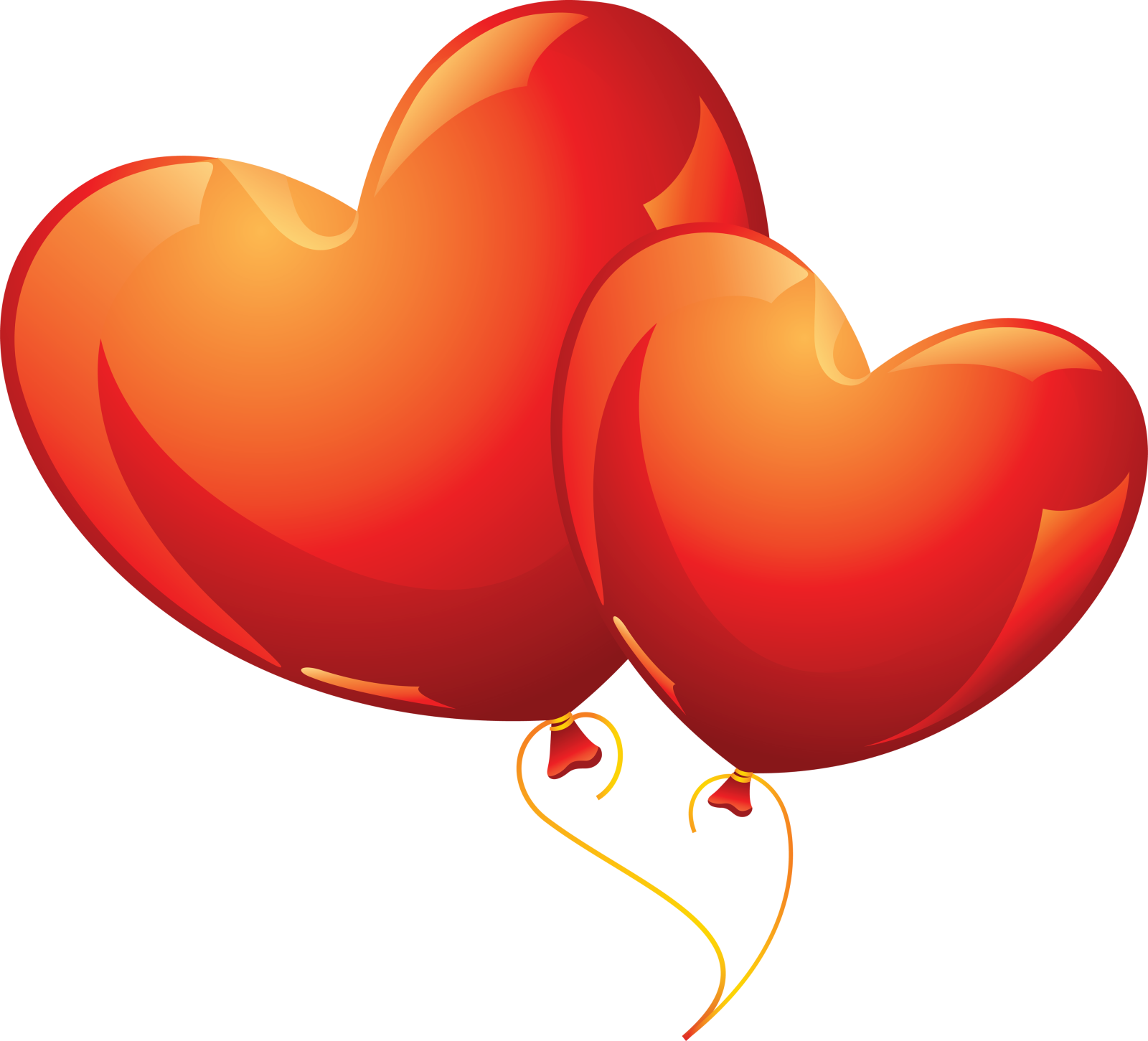 two red balloons in the shape of hearts