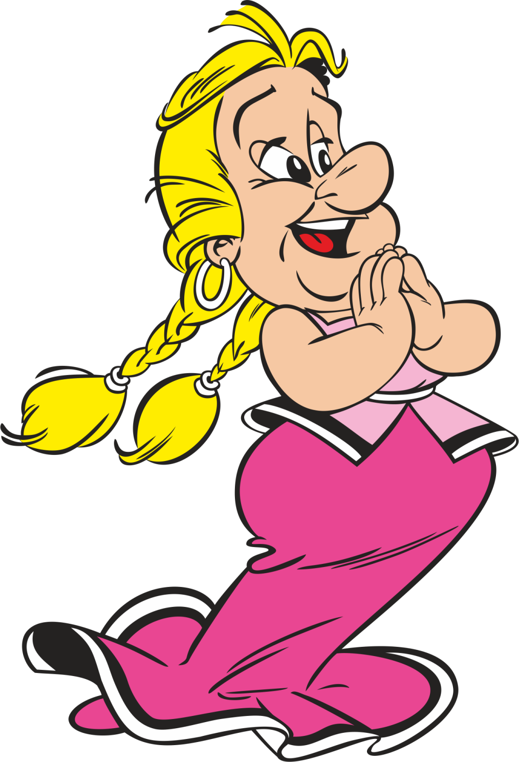 an image of a cartoon girl in pink pants