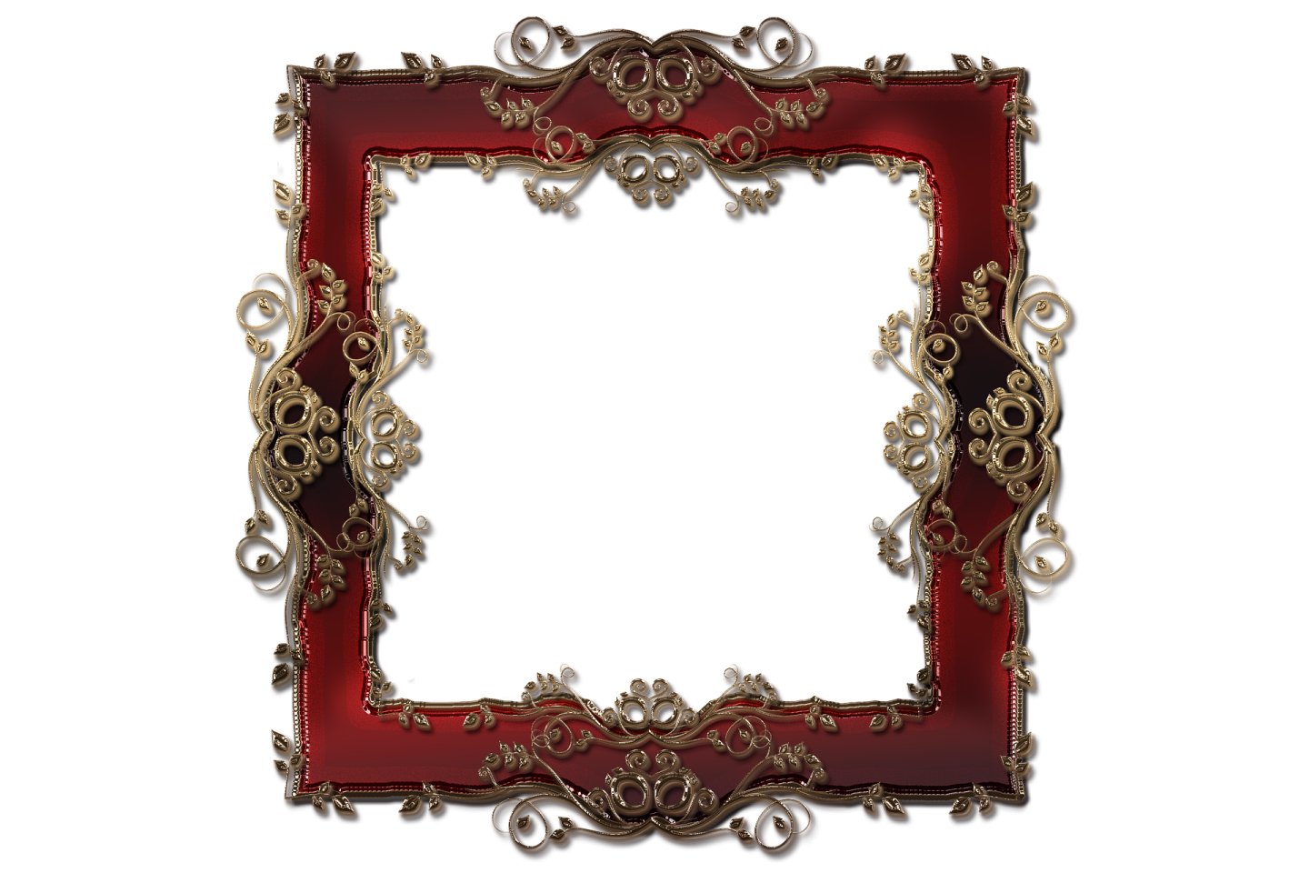a red and gold frame on a white background